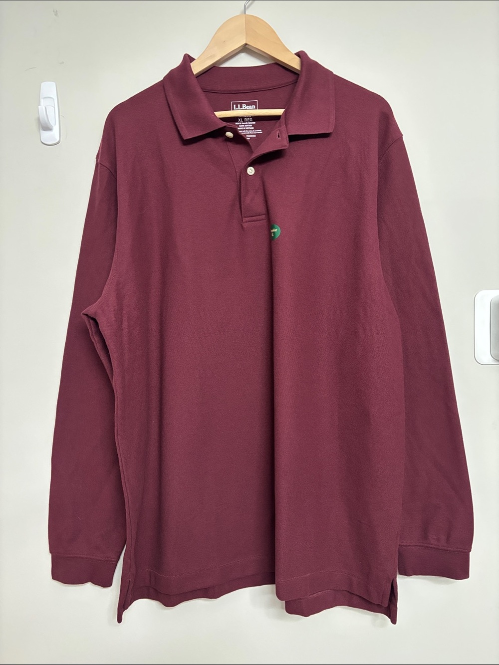 L.L. Bean Men's Long-Sleeve Polo - Burgundy XL NWT